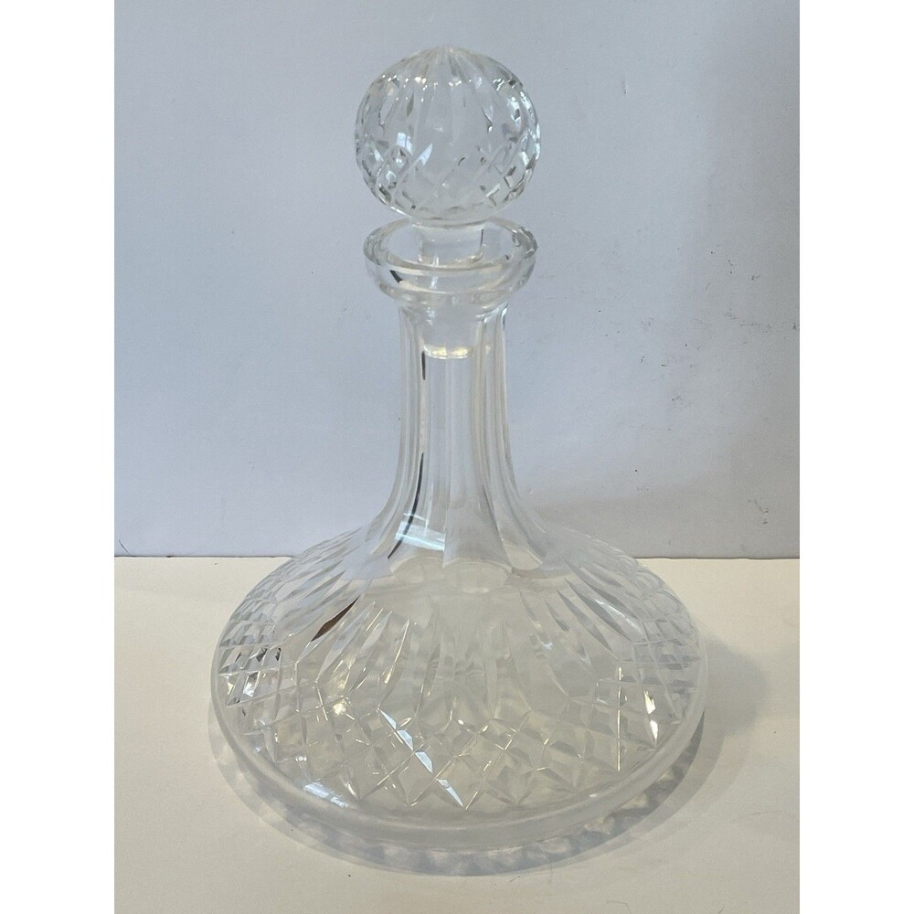 Vintage Crystal Ships Decanter With Faceted Stopper